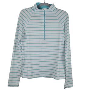 Vineyard Vines White Blue Striped  Performance 3/4 Zip Pullover Women's S